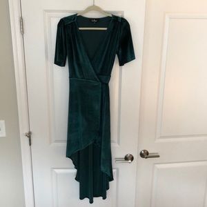LULUS Velvet Teal great high-low wrap dress